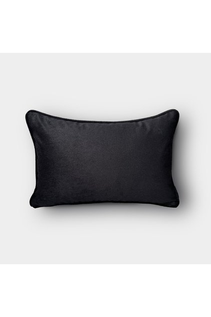 "Taupe" Velvet Plain Cushion Cover - 30X50 - Black