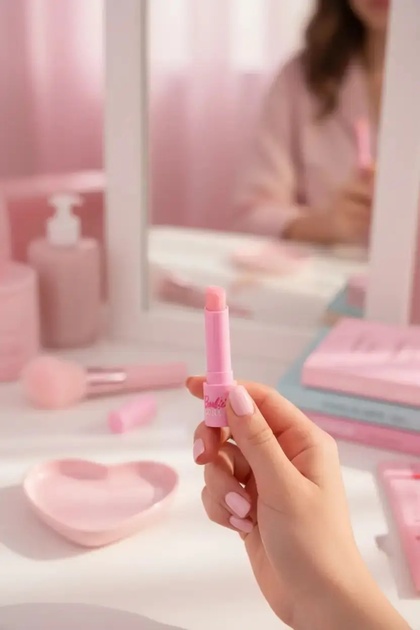 Miniso Barbie Lisanslı Pembe Serisi 2'si 1 Arada Dudak Balsamı