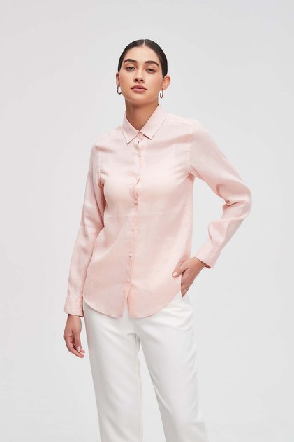 Solid Buttoned Long-Sleeve Top