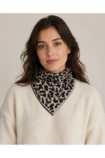 Leopar Desenli Triko Fular