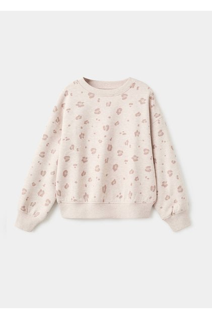 Leopar desenli koton sweatshirt