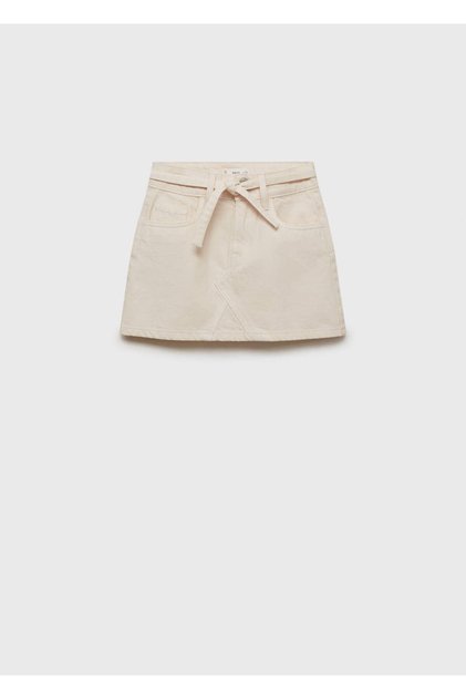 Bağ detaylı denim etek