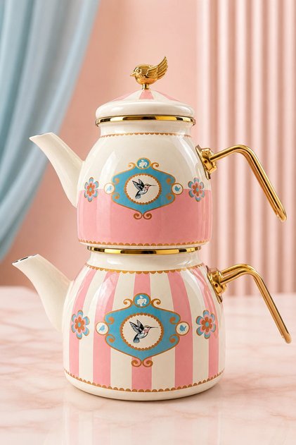 PR Home Alaria Pembe Rose Model Emaye Çaydanlık