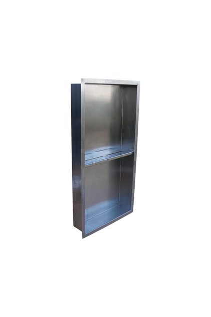 Banyo Niş Raflı Satine Krom 60cmx30cmx8cm Paslanmaz Çelik