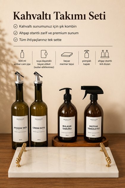 Breakfast Set Sunflower Bottle Lemon Bottle White Marble Tray Wooden Stand Kitchen Set Promise, Engagement