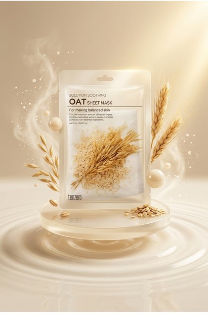 10 Pack Soothing, Toning, Moisturizing and Balancing Oat Transparent Cotton Mask Korea
