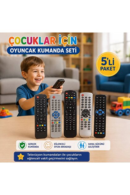 Çocuklar İçin Oyuncak Kumanda , TV Kumandası , Gerçek Görünümlü Güvenli 5 Adet Farklı MODEL