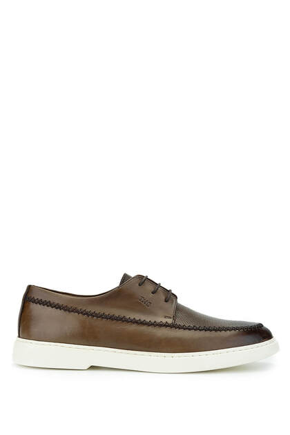 Braune Freizeitschuhe aus echtem Leder für Herren