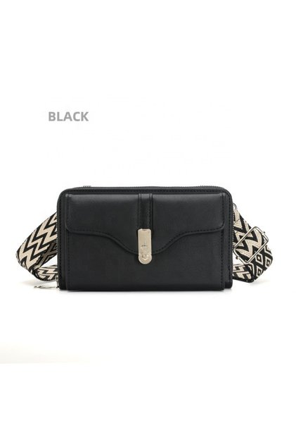 5737 Women's Crossbody Shoulder Bag with Phone Compartment, Zipper Card Holder, Faux Leather, Black