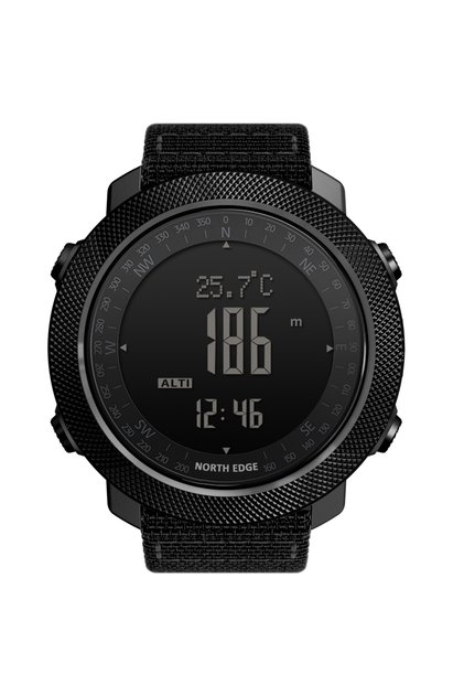 Black Nylon NORTH EDGE Men's Sport Digital Watch Running Swimming Military Army Watches Altimeter Ba