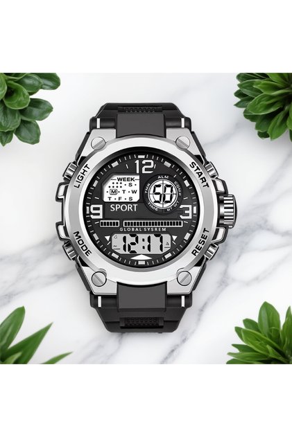 Silvery Trendy Men's Multifunctional Sports Student Electronic Watch Is the Best Choice for Gift Giv