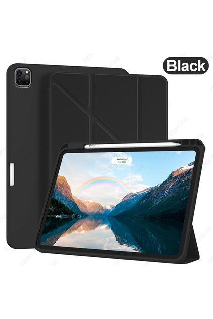 Black Y-Trifold Case for iPad Pro 11 Inch (2022/2021/2020, 4th/3rd/2nd Generation), with Pencil Hold