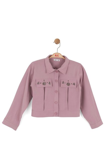 Nk girl's long sleeve stone embroidered shirt, ages 8-15, dried rose