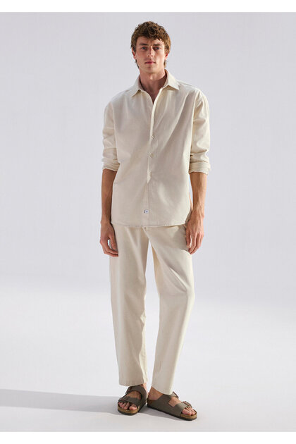 Mavi Andros Edition Ecru Linen Blended Jean Trousers 0021045-A3321