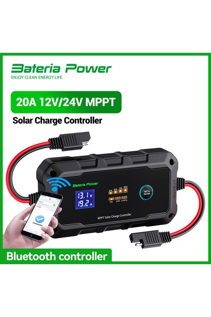 12-24 20A 20A 12V/24V MPPT Wireless Solar Charge Controller, Bateria Power Intelligent Solar Panel R