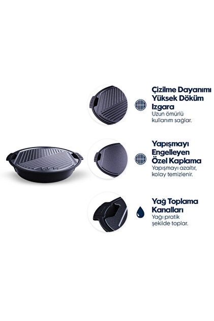 Mini Barbekü Pro | Çift Taraflı, Yapışmaz, Taşınabilir Barbekü