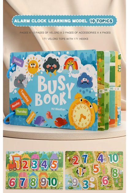 Busy Book Weather Time Quiet Book, a Children's Educational and Interactive Toy, Includes Themes Suc