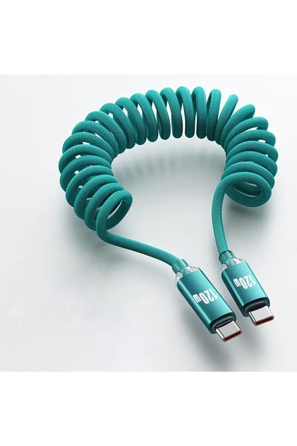 1m C-C green NNBILI Car Type C to USB C 120W Fast Charging For iPhone 18 17 USB A To Type C Spring T