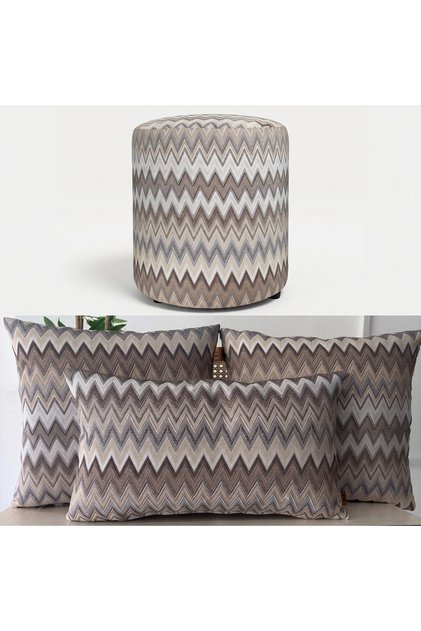 Decorative Cushion Cover, High-Quality Woven Fabric, Combination Pouf Set of 4