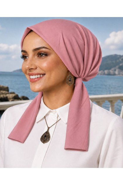 Scarf Bonnet Cotton Fabric Non-Slip Dusty Rose