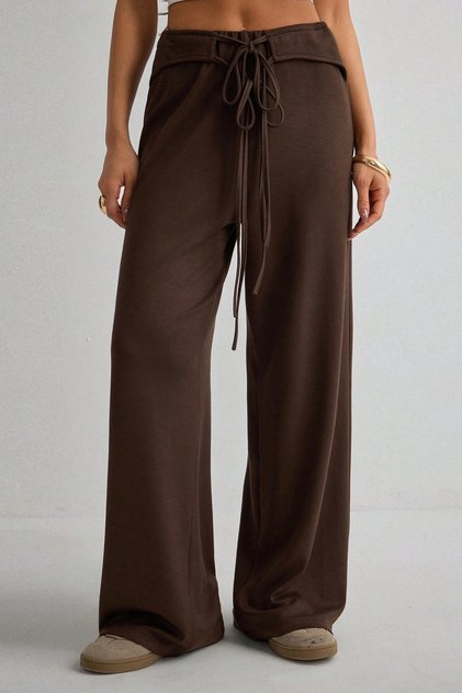 Wide-Leg Sweatpants with Four Lace Details on the Front, High Waist, Comfortable Fit