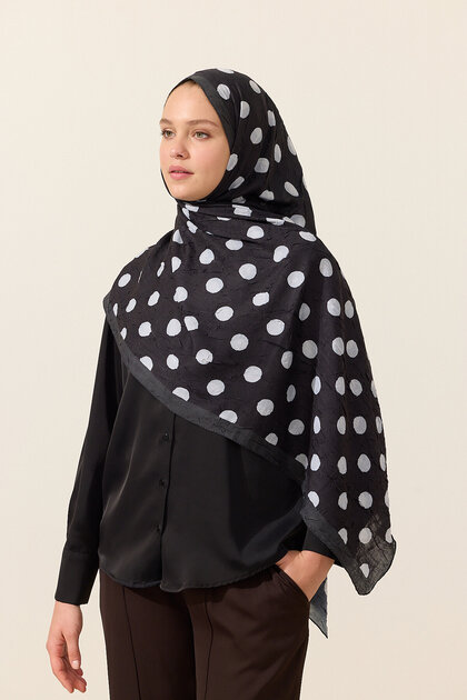 Polka Dot Kraş Shawl - Black