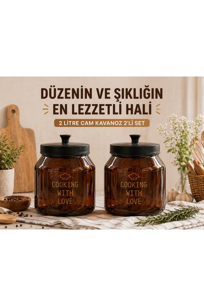 Set of 2 2Lt+2Lt Glass Jars with Metal Lids & Multipurpose Jars