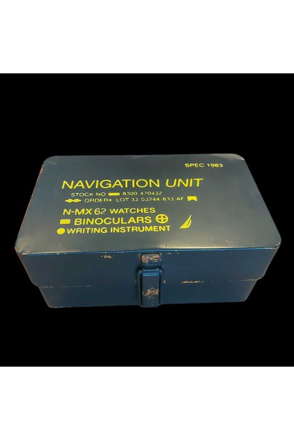 20x13x10 cm. Haki Renk Metal Navigasyon Ekipman Kutusu Formunda Saat Kutusu (Dekoratif Ürün)