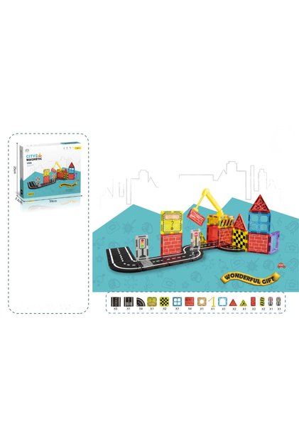 Carton Boxed City Magnetic Building Blocks 3D Puzzle 30 Pieces 6.5 cm