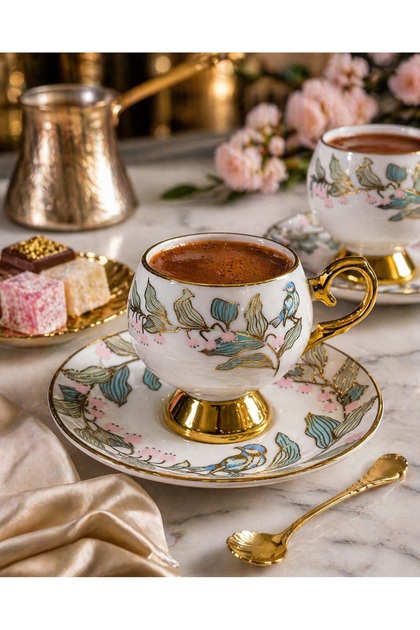 6-Person Porcelain Liana Coffee Cup Set