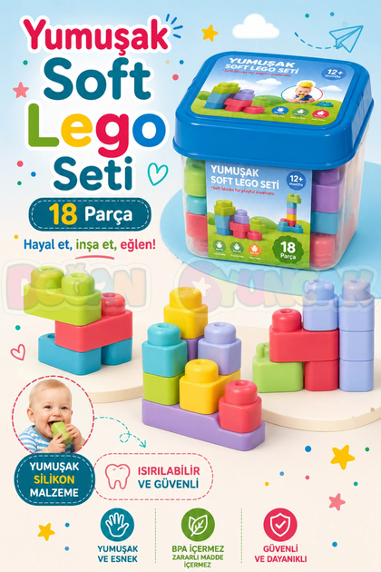 Soft Soft Lego Set 18 Pieces - Large Soft Blocks - Large Soft Lego Toys - Soft Lego