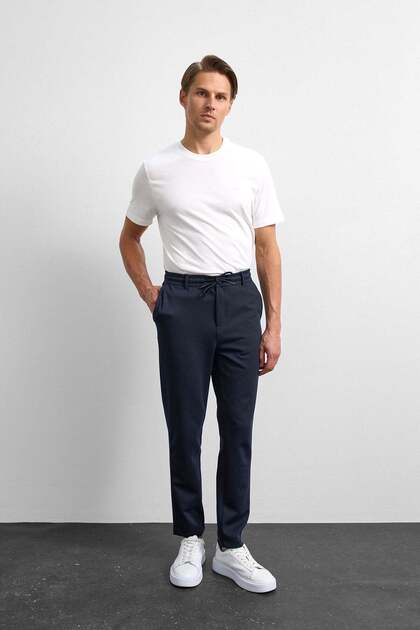 Navy Blue Men's Regular Fit Trousers B34S34016