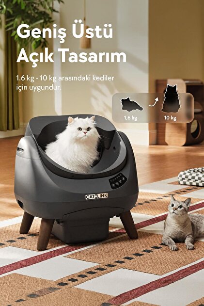 Zampa CATLINK Üstü Açık Otomatik Kedi Tuvaleti - Scooper Open-X
