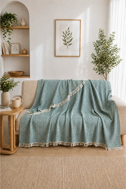 Siena Turquoise Shawl 170X210 cm with Fringes