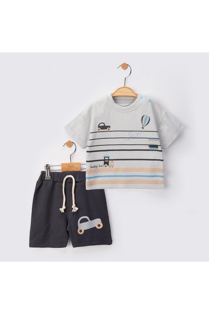 Summer Cotton Car Printed Shorts Baby Set