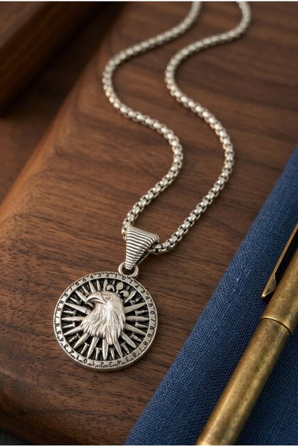 Minimalist Style Stainless Steel Men's Necklace with Eagle Figure