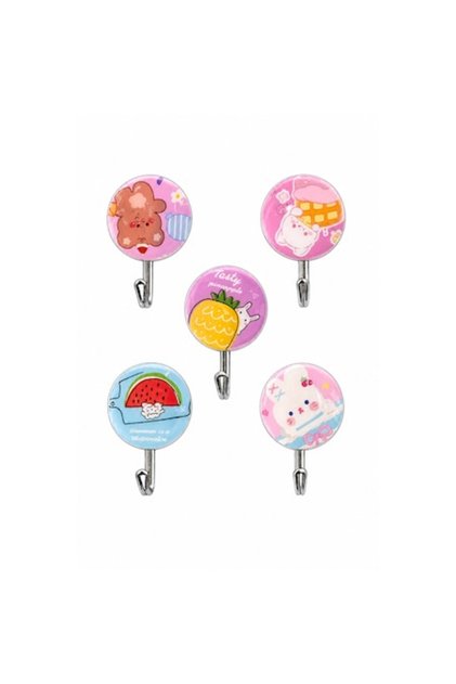 Set de 5 agățătoare adezive pentru bucătărie/baie, design animat, suport pentru prosoape, 3 CM