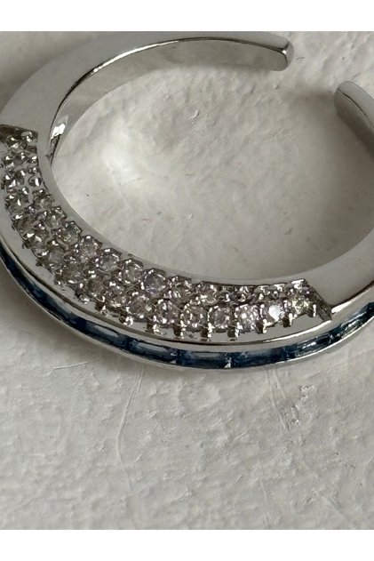 Silver Color Zircon Stone Adjustable Ring