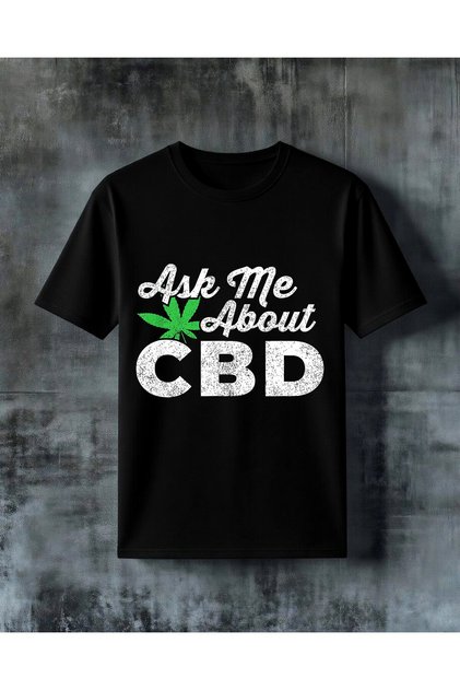 تي شيرت كبير الحجم مطبوع عليه life style cbd