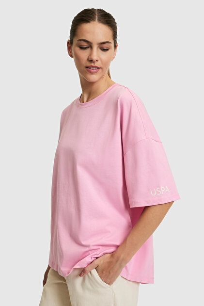 U.S. Polo Assn. Kadın Pembe Bisiklet Yaka Tişört 50323529-VR041