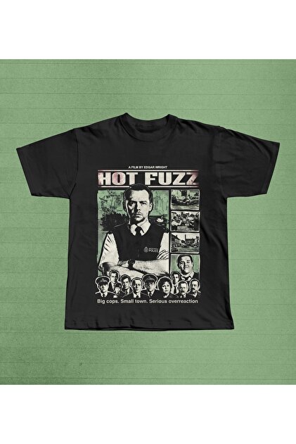 Hot Fuzz Film Printed Black Oversize T-Shirt Unisex 100% Cotton Crew Neck T-Shirt