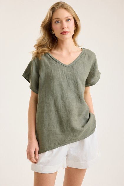 Linen Front Blouse