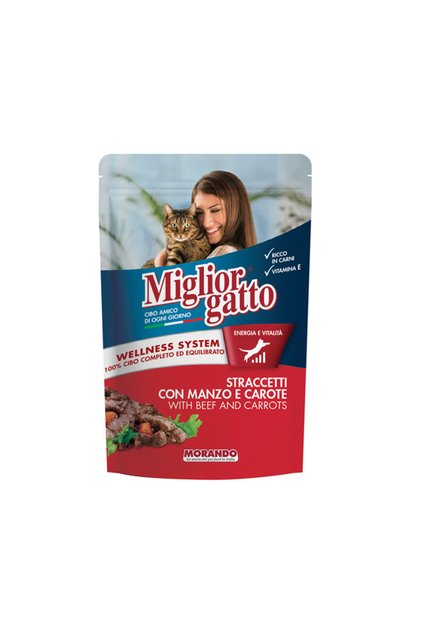 Miglior Gatto with Beef and Carrots Pouch 100 g (24 pcs)