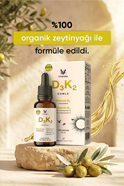 Vitisfera D3K2 Damla - 20 ml - 400 damla - (1000 IU D3 & 20 mcg K2