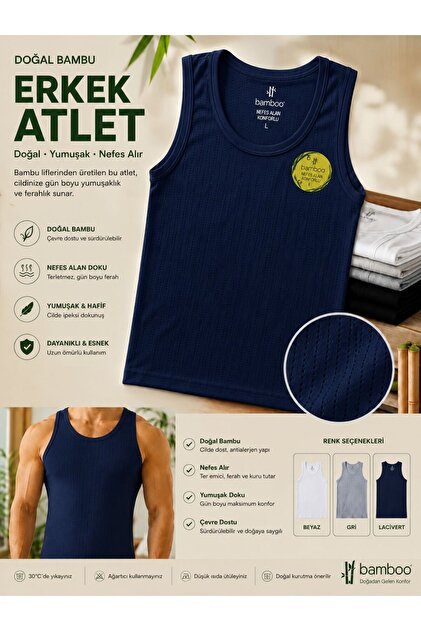 Anıt Doğal Bambu Erkek Atlet – Nefes Alan Yumuşak Doku / 2 adet