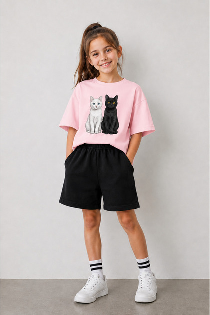 T-Shirt and Shorts Set for Boys and Girls, 100% Cotton, Summer Comfortable Fit, Printed Sports Casual Set (Shorts and T-Shirt Set)