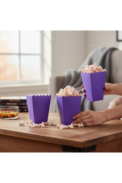 Popcorn Kutusu Mısır Kutusu 8 Adet Mor