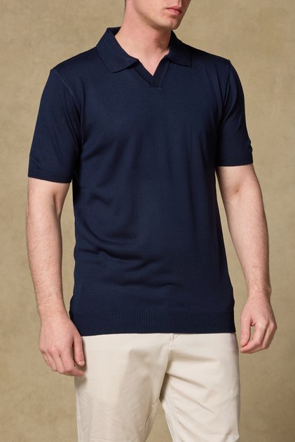 Lido Viscose Viscose Blended Modern Fit Navy Blue Jonny Polo Collar Men's Plain Polo Shirt