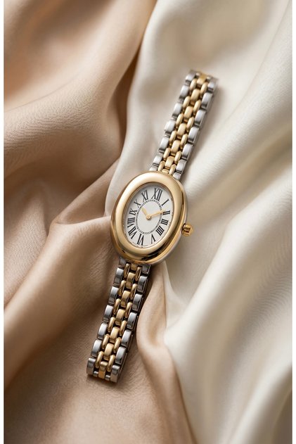 Women's steel watch gold & silver mix color oval case roman numerals vintage old money luxury elegant chic women's wristwatch | limited edition 2026