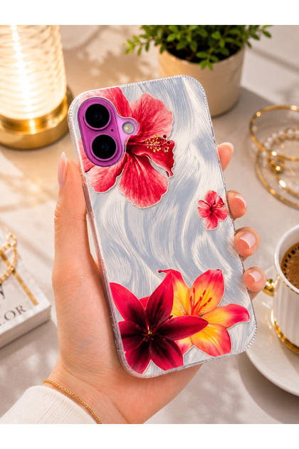 iPhone 16 Plus Compatible - Aurora Shiny Feather Pattern Silver Protective Silicone Phone Case